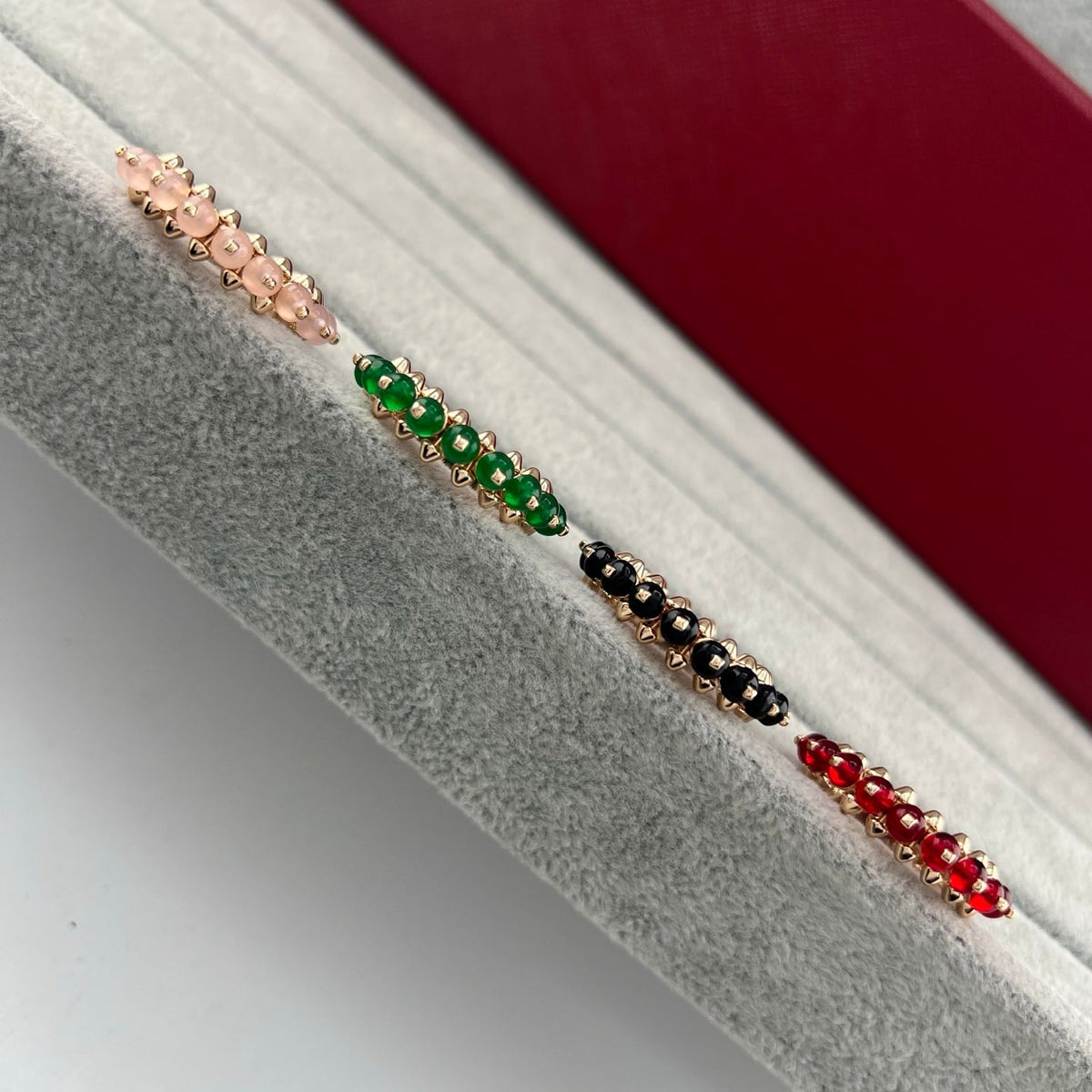 [Stellar Jewelry]PYRAMID COLORED STONE STUD RING