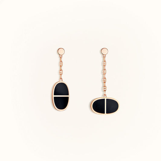 [Stellar Jewelry]CHAINE VERSO BLACK CERAMIC EARRINGS