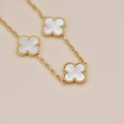 [Stellar Jewelry]CLOVER WHITE PEARL MOP 5 MOTIF BRACELET COLLECTION