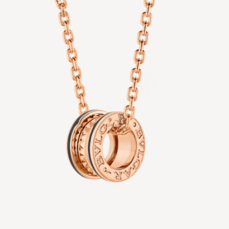 [Stellar Jewelry]ZERO 1 ROCK PEDANT PINK GOLD BLACK NECKLACE