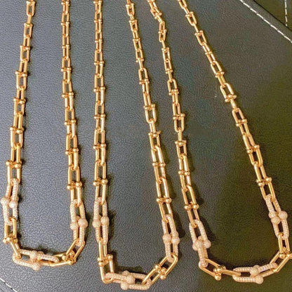 [Stellar jewels]HARDWEAR GRADUATED LINK NECKLACE ROSE GOLD WITH PAVE DIAMONDS