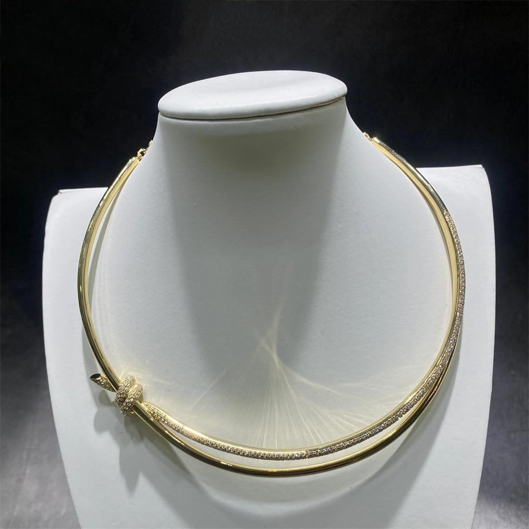 [Stellar jewels]KNOT DOUBLE ROW NECKLACE IN YELLOW GOLD WITH DIAMONDS