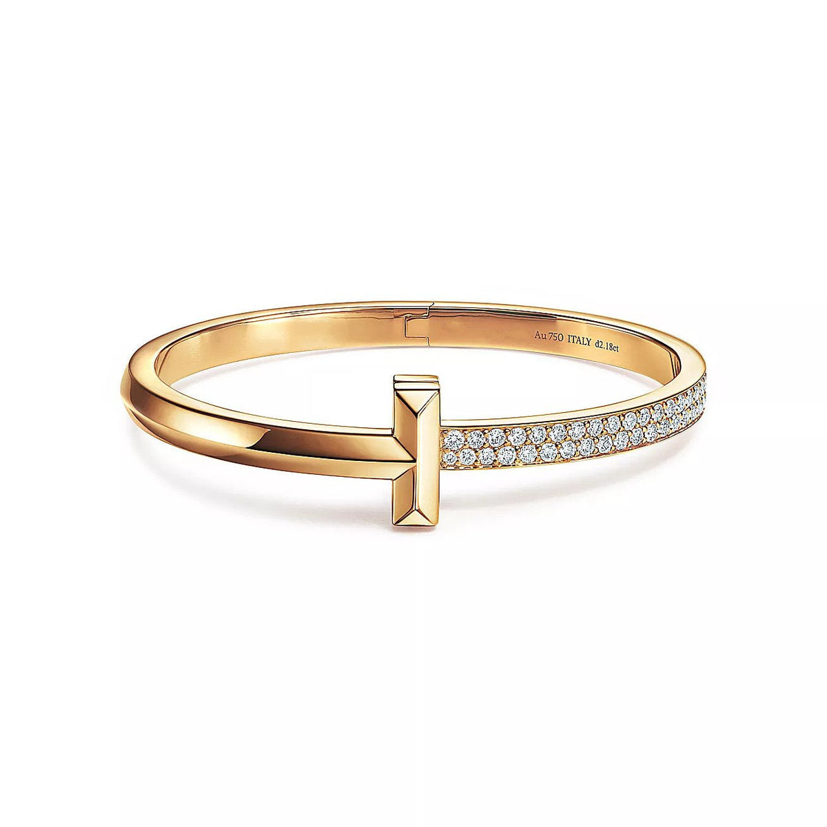 [Stellar jewels]T1 WIDE DIAMOND HINGED BANGLE PINK GOLD