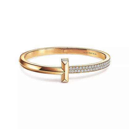 [Stellar jewels]T1 WIDE DIAMOND HINGED BANGLE PINK GOLD