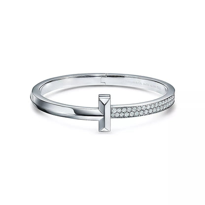 [Stellar jewels]WIDE DIAMONDS HINGED BANGLE