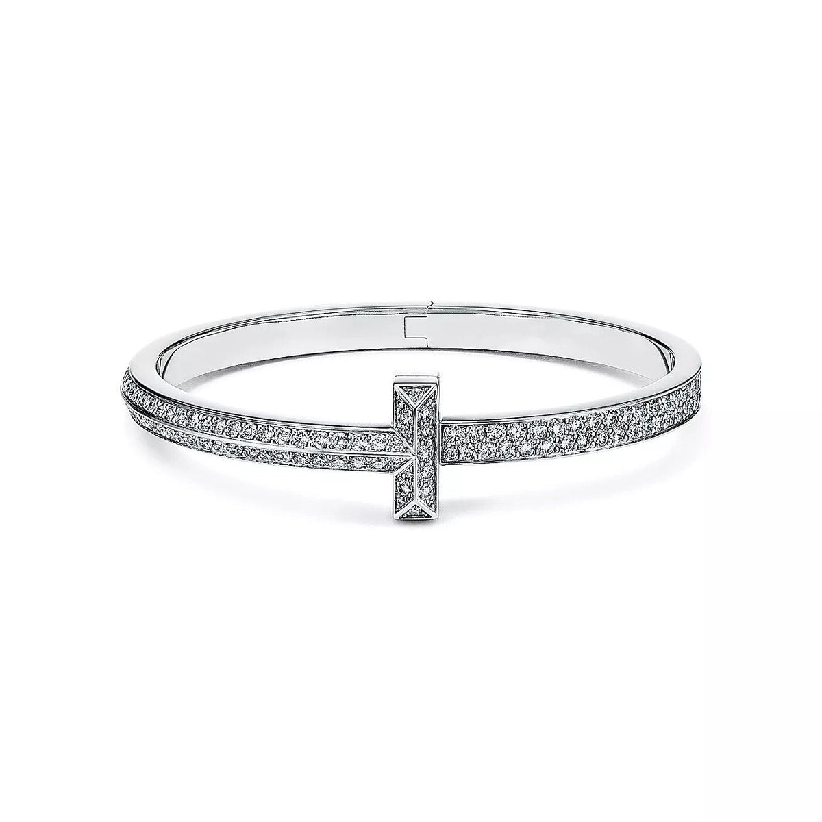 [Stellar jewels]WIDE DIAMONDS HINGED BANGLE SILVER