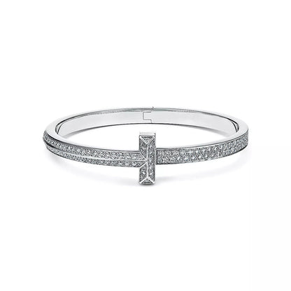 [Stellar jewels]WIDE DIAMONDS HINGED BANGLE SILVER