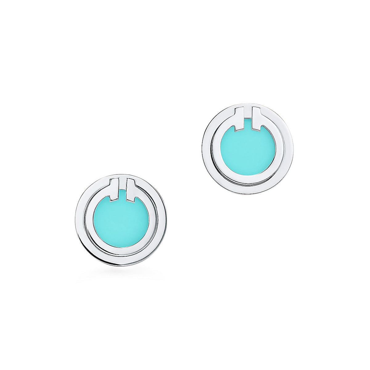 [Stellar jewels]TURQUOISE CIRCLE WHITE GOLD EARRINGS