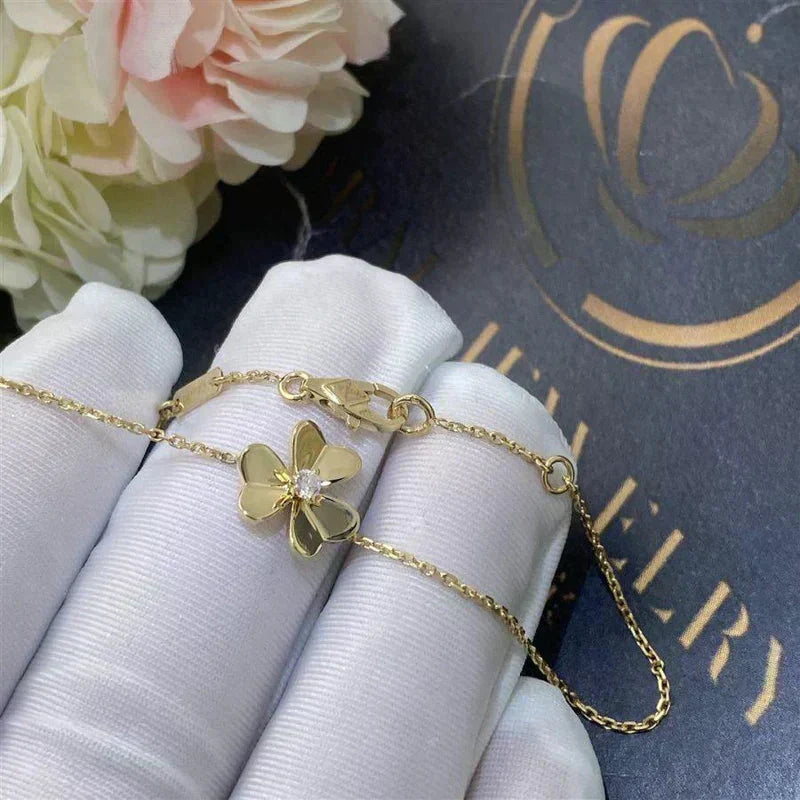 [Stellar Jewelry]FRIVOLE GOLD FLOWER PINK MALACHITE BRACELET