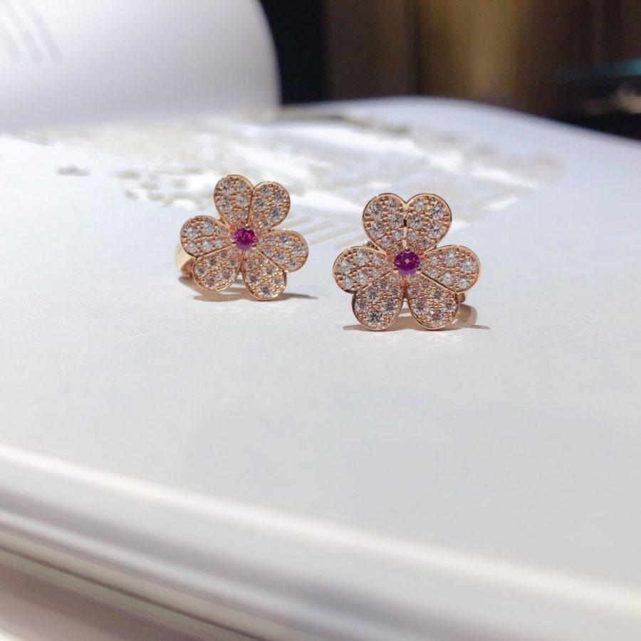 [Stellar Jewelry]FRIVOLE PINK GOLD FLOWER DIAMOND EARRINGS