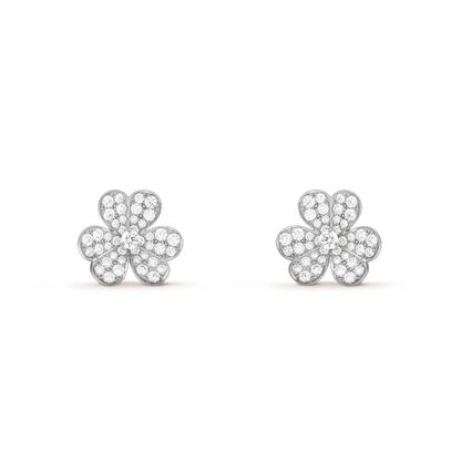 [Stellar Jewelry]FRIVOLE SILVER FLOWER DIAMOND EARRINGS