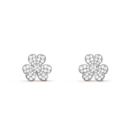 [Stellar Jewelry]FRIVOLE SILVER FLOWER DIAMOND EARRINGS