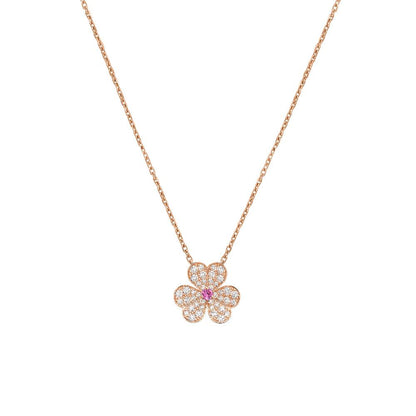[Stellar Jewelry]FRIVOLE ROSE GOLD FLOWER DIAMOND NECKLACE