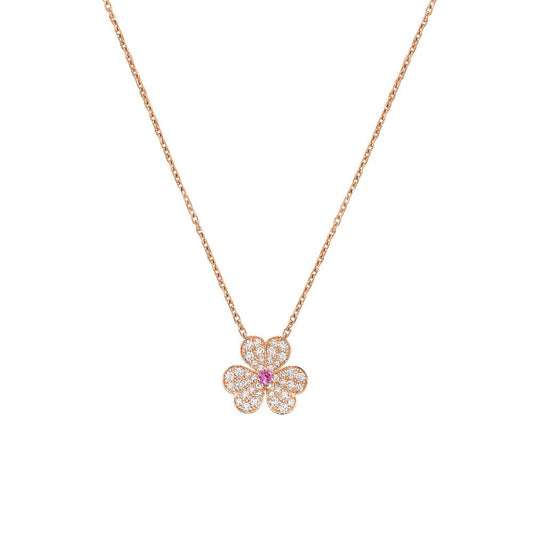 [Stellar Jewelry]FRIVOLE ROSE GOLD FLOWER DIAMOND NECKLACE