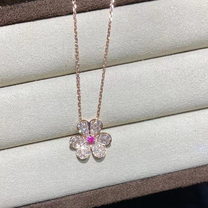 [Stellar Jewelry]FRIVOLE ROSE GOLD FLOWER DIAMOND NECKLACE