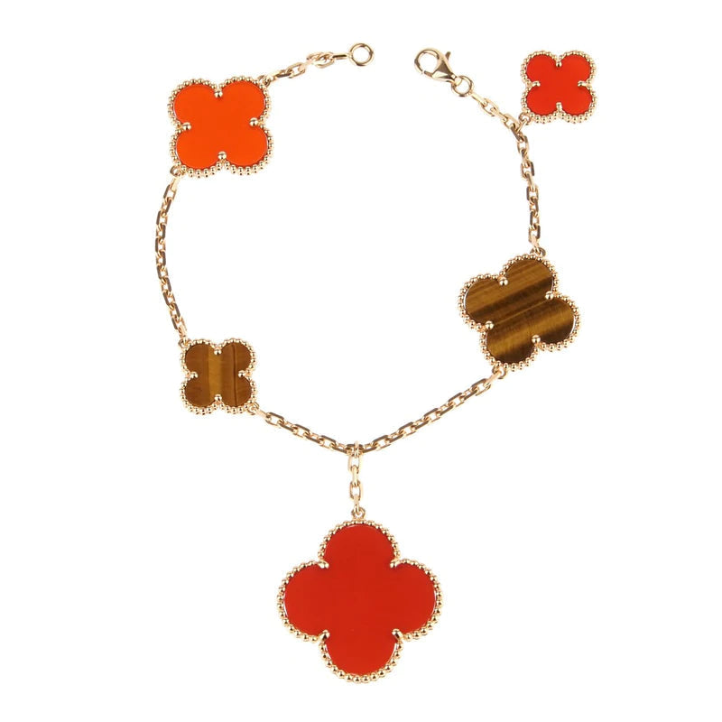 [Stellar Jewelry]CLOVER BRACELET 5 MOTIFS CARNELIAN TIGER EYE