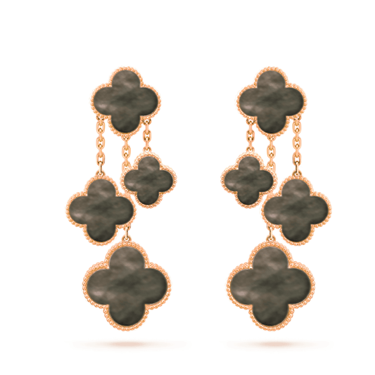 [Stellar Jewelry]CLOVER EARRINGS DARK MOP 4 MOTIFS ROSE GOLD