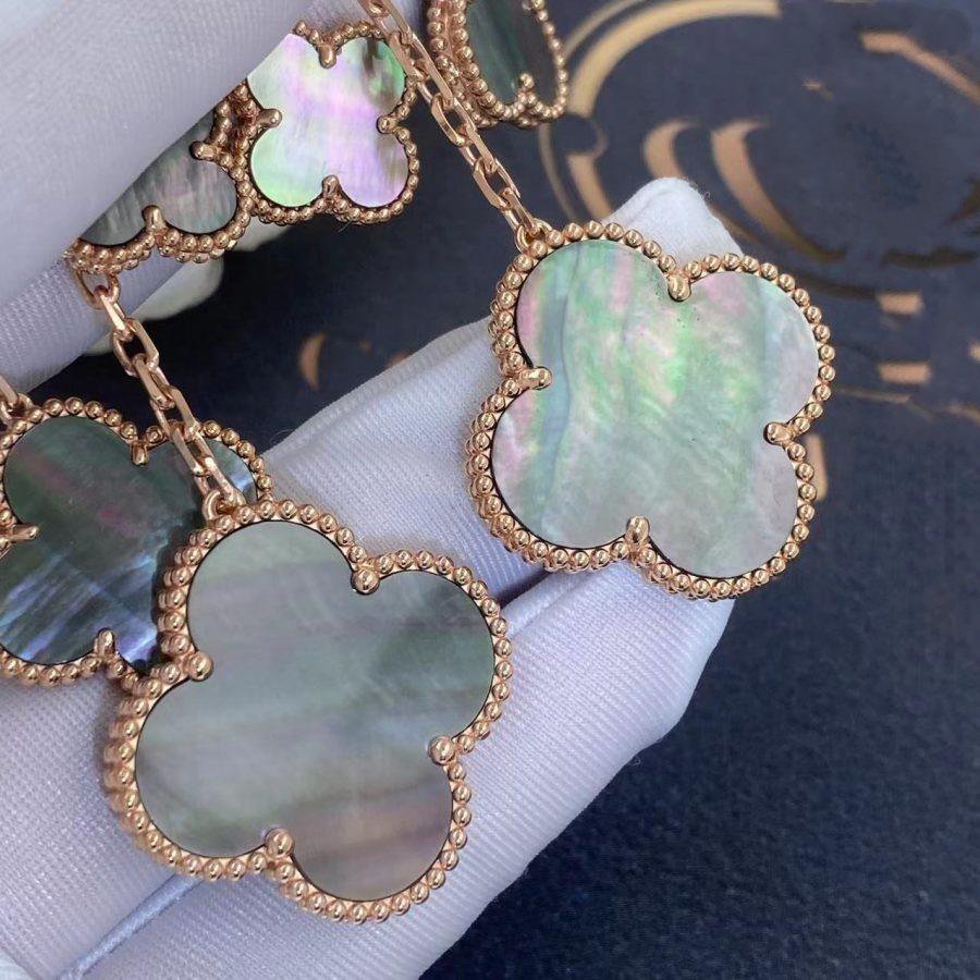 [Stellar Jewelry]CLOVER EARRINGS DARK MOP 4 MOTIFS ROSE GOLD