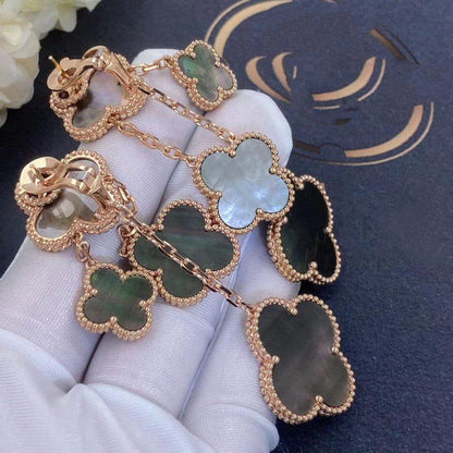 [Stellar Jewelry]CLOVER EARRINGS DARK MOP 4 MOTIFS ROSE GOLD