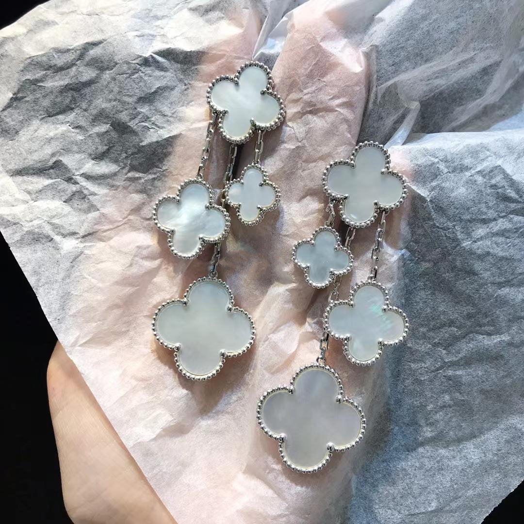 [Stellar Jewelry]CLOVER EARRINGS WHITE MOP 4 MOTIFS SILVER