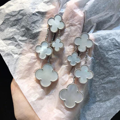 [Stellar Jewelry]CLOVER EARRINGS WHITE MOP 4 MOTIFS SILVER