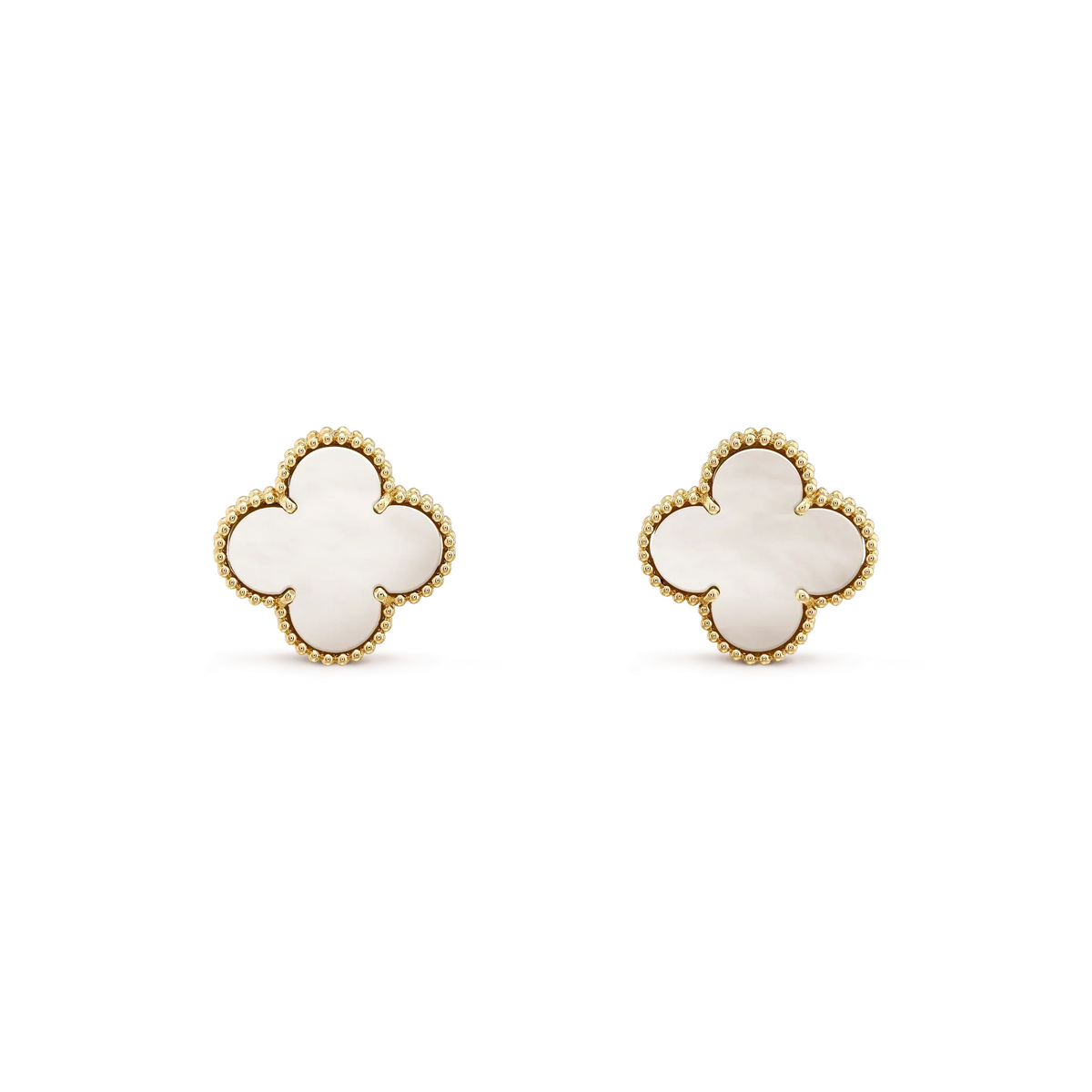 [Stellar Jewelry]CLOVER MEDIUM 1 MOTIFS  WHITE MOP STUD EARRINGS