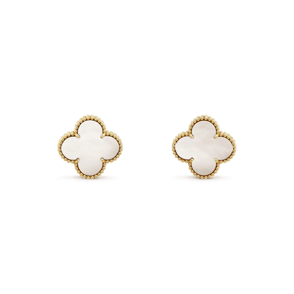 [Stellar Jewelry]CLOVER MEDIUM 1 MOTIFS  WHITE MOP STUD EARRINGS