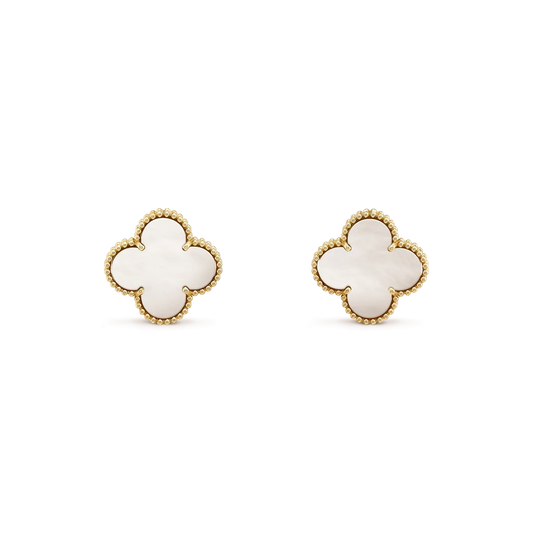 [Stellar Jewelry]CLOVER MEDIUM 1 MOTIFS  WHITE MOP STUD EARRINGS
