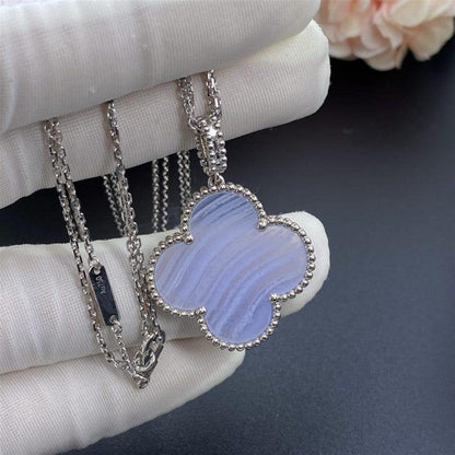 [Stellar Jewelry]CLOVER SILVER CHALCEDONY BIG CLOVER NECKLACE