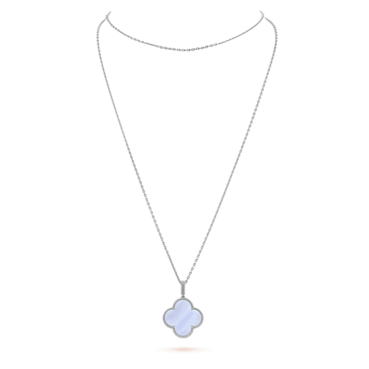 [Stellar Jewelry]CLOVER SILVER CHALCEDONY BIG CLOVER NECKLACE