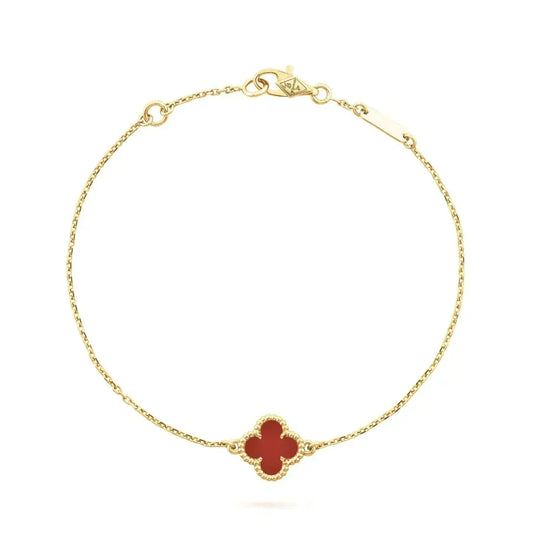 [Stellar Jewelry]CLOVER  CARNELIAN SINGLE FLOWER BRACELET
