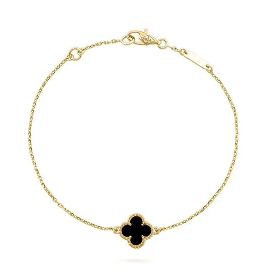 [Stellar Jewelry]CLOVER ONYX SINGLE FLOWER BRACELET