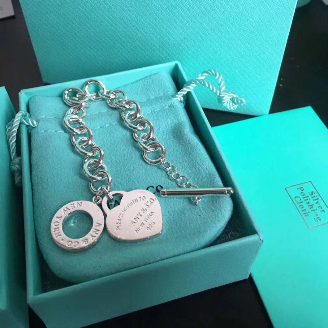 [Stellar jewels]LOVE HEART PIN BUCKLE RETURN TO TIF SILVER BRACELET