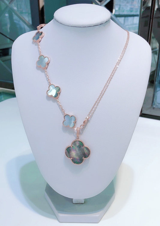 [Stellar Jewelry]COMBINED BRACELET 5 MOTIFS AND NECKLACE DARK MOP ROSE GOLD