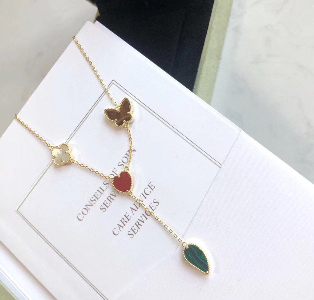 [Stellar Jewelry]LUCKY SPRING 4 MOTIFS ROSE GOLD NECKLACE