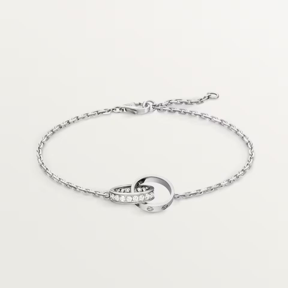 [Stellar Jewelry]LOVE DOUBLE RING HALF DIAMOND BRACELET