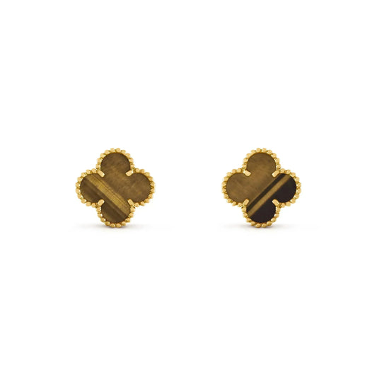 [Stellar Jewelry]CLOVER MEDIUM 1 MOTIFS TIGER EYE EARRINGS